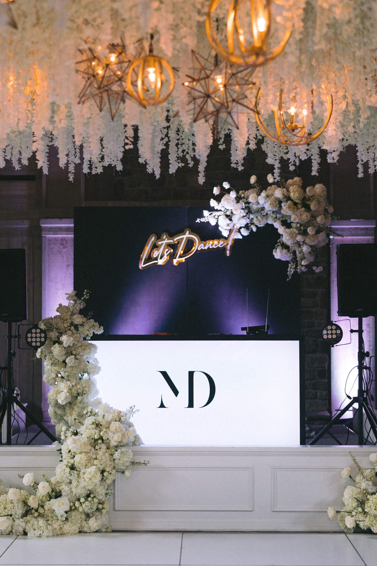 Custom light up LED DJ booth at wedding