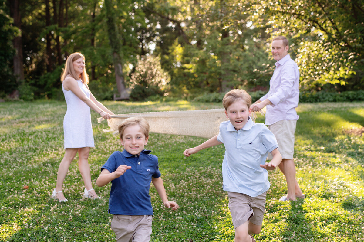 Family session of little boys and their parents