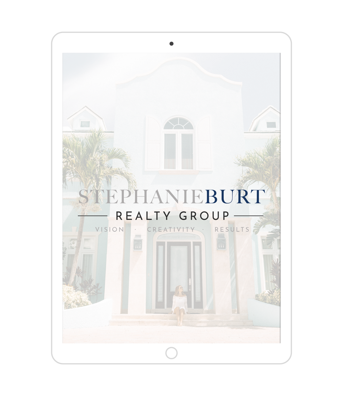 Stephanie Burt Realty Group Logo Design Mockup on iPad Screen
