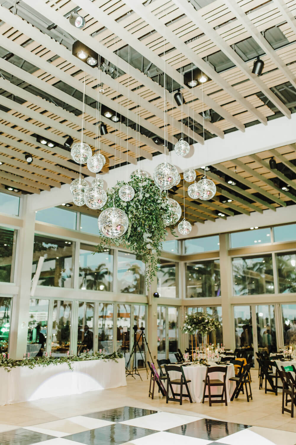 Jackie Lieberman Wedding - venue decorations hanging from ceiling