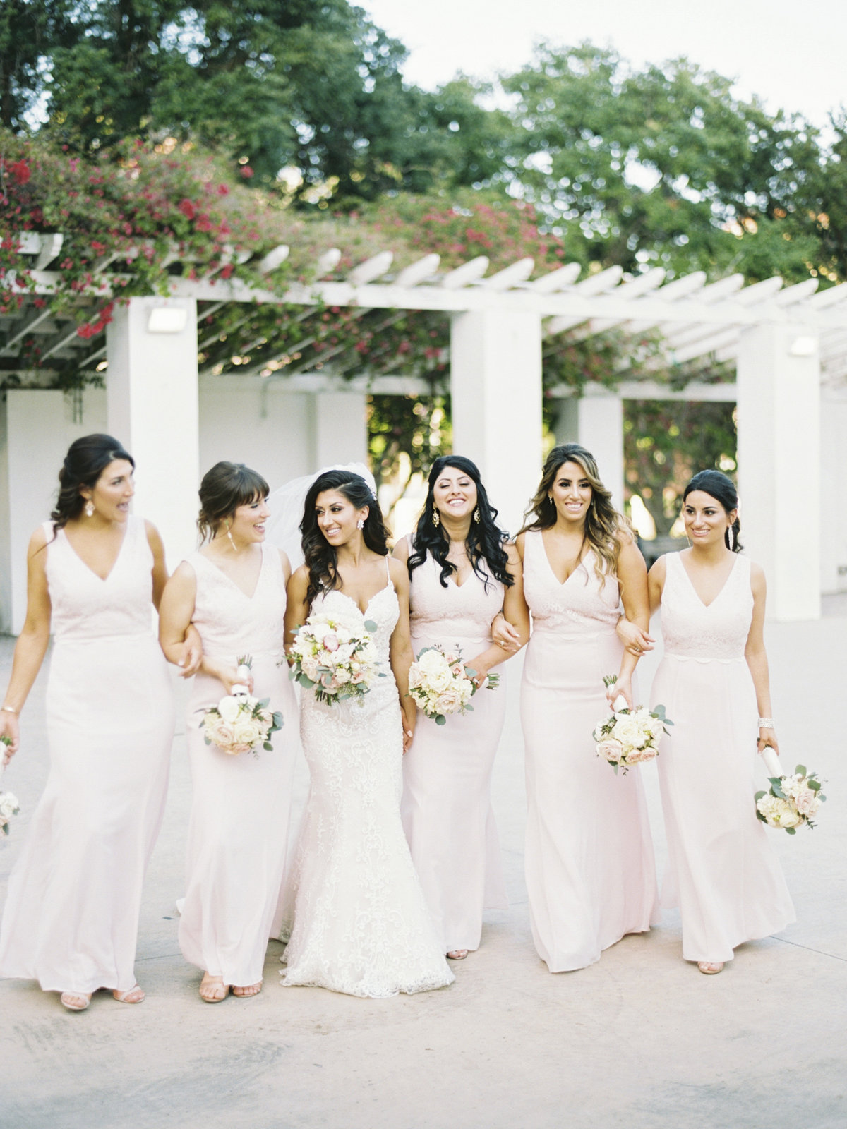 st.petersburg bridesmaids wearing blush dresses