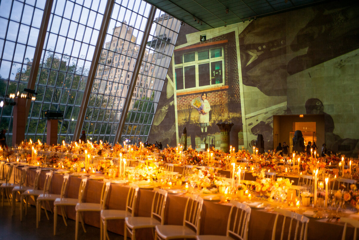 Ambient light fills the metropolitan museum of art wedding