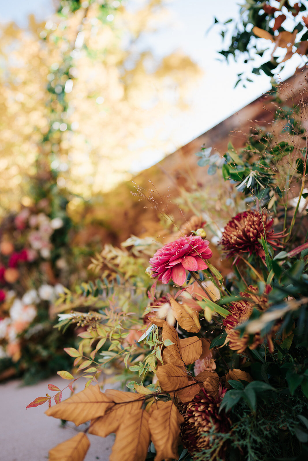 Colorful florals for outdoor fall wedding in Colorado at the St Vrain