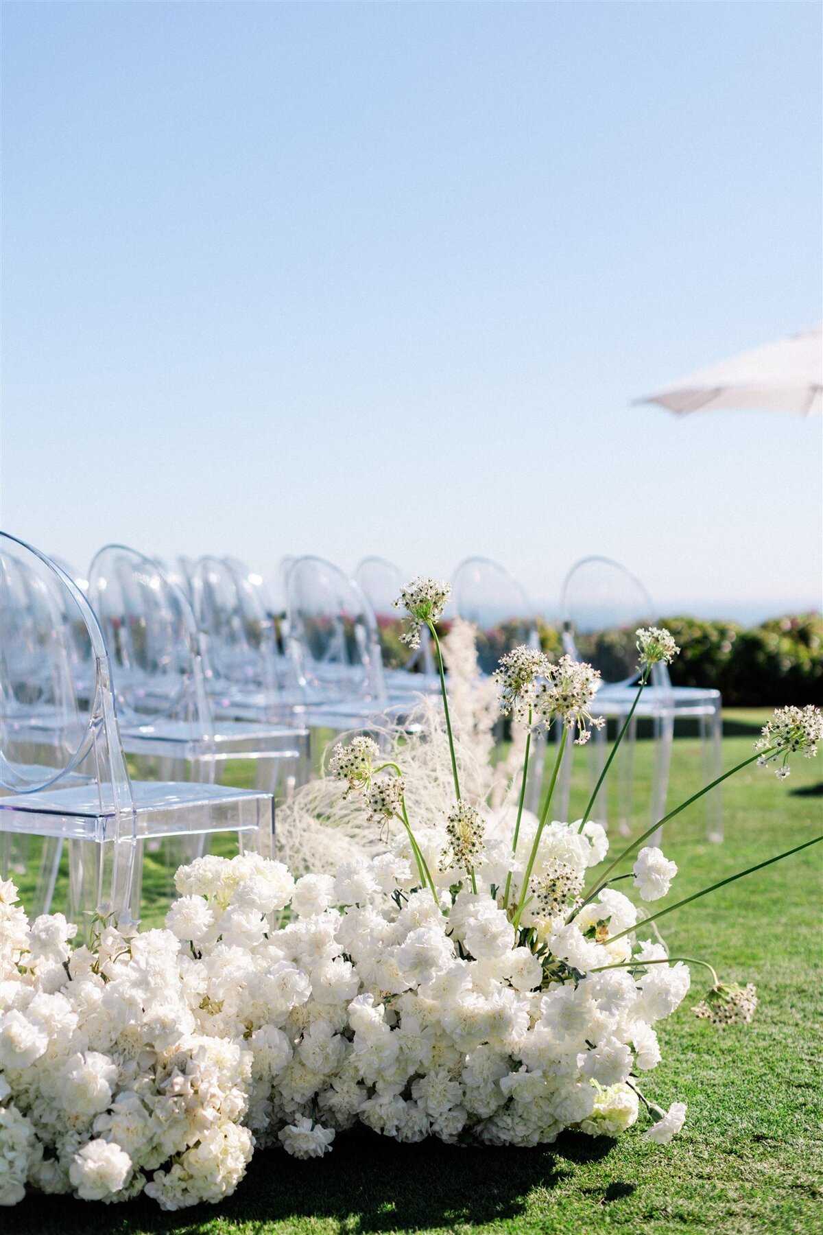 Faye Fern Creative | Destination Wedding Design, Planning + Production |  Montecito Club Luxury Persian Wedding | Santa Barbara | Modern, Minimalist, Ethereal Wedding Ceremony - Ghost Chairs