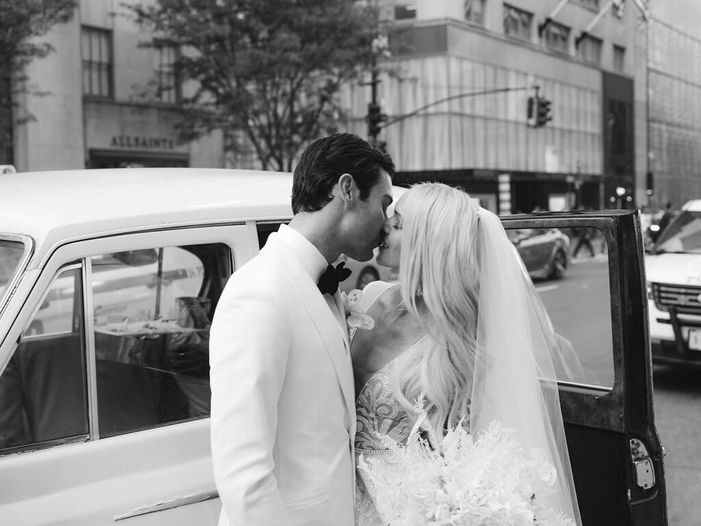 Newlyweds Kissing NYC Wedding