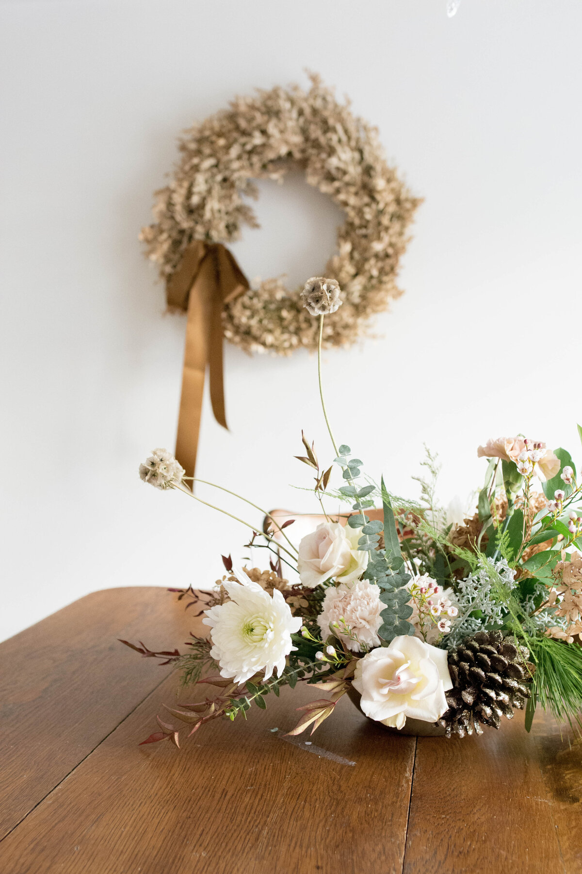 Neutral Christmas Centerpiece Harbor Springs Florist