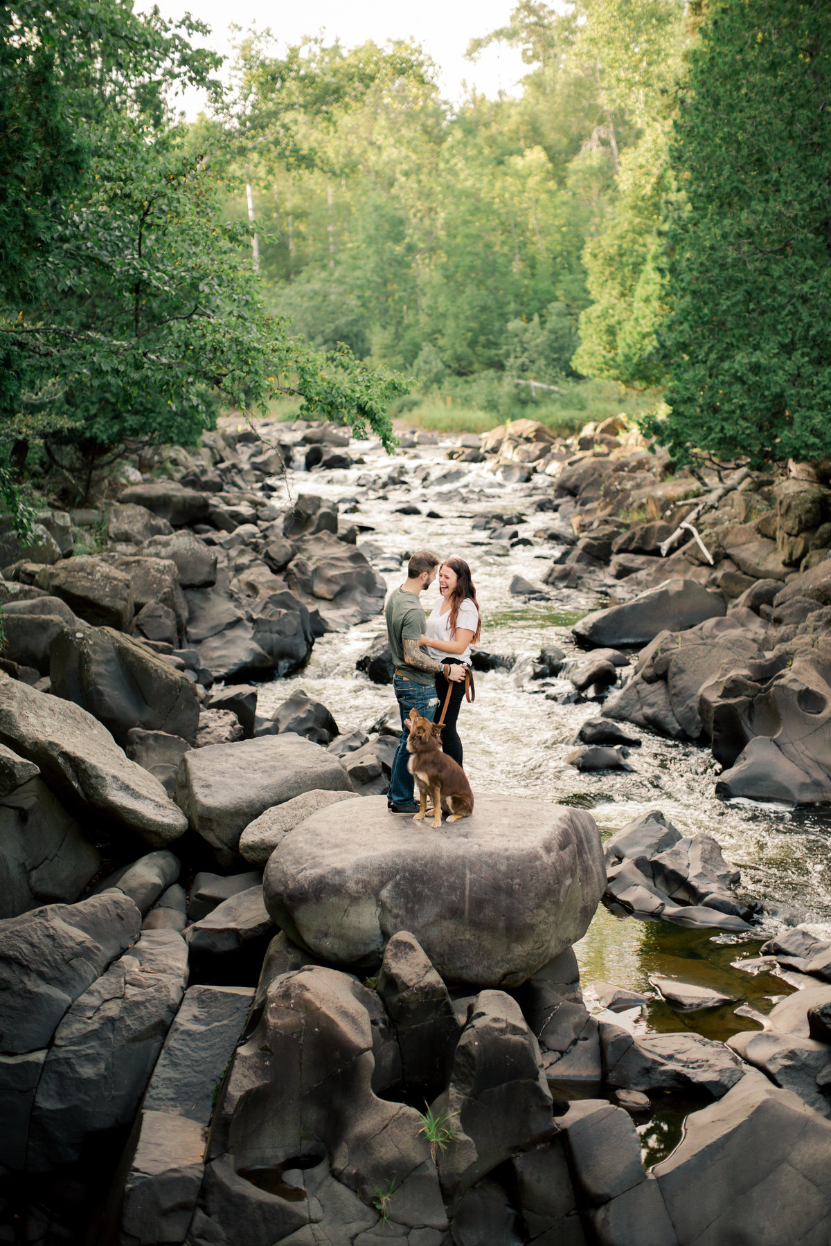 minneota state park granite riverbed and boulders lake superior engagement session
