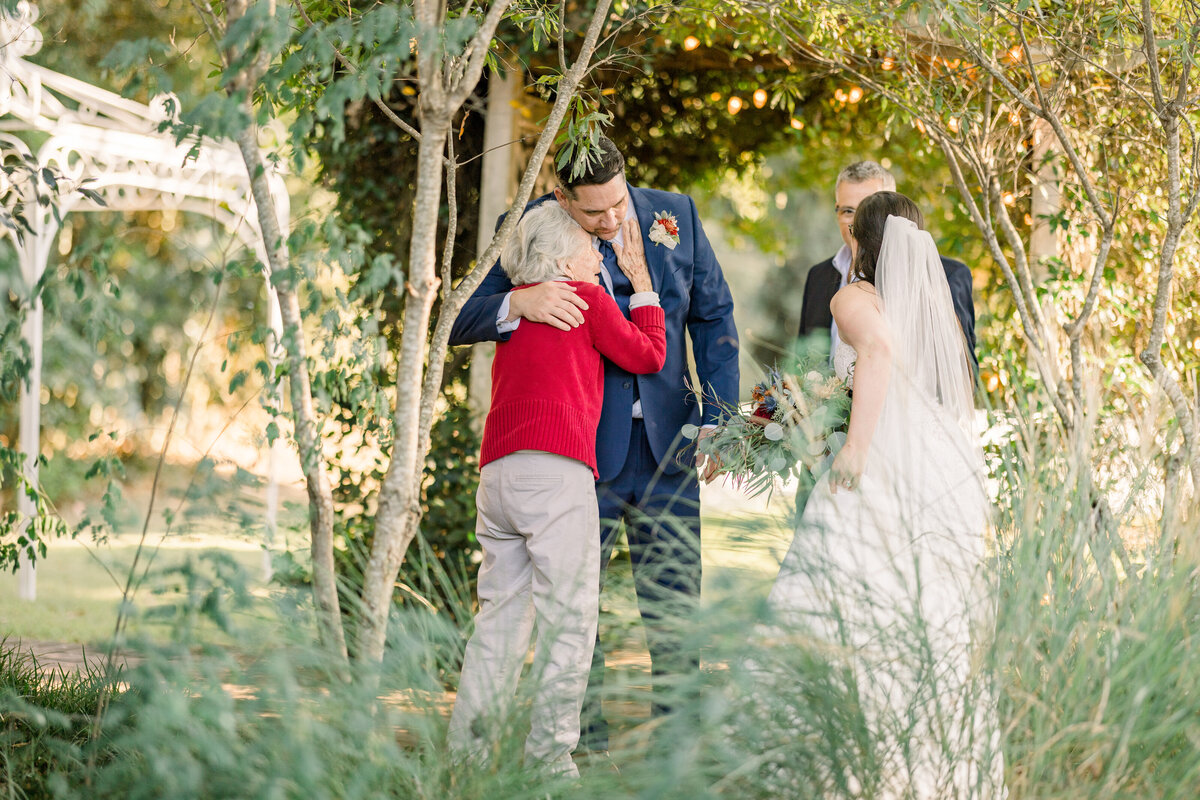 Grandmother of Bride surprises her at her wedding - The Thompson House & Gradens, Monroe Georgia Photography