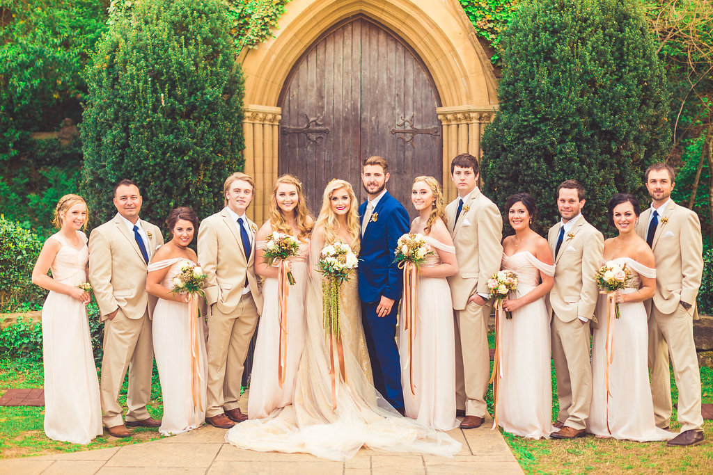 Wedding Photograph Of Bride and Groom with Visitors in Suits and Dresses Los Angeles