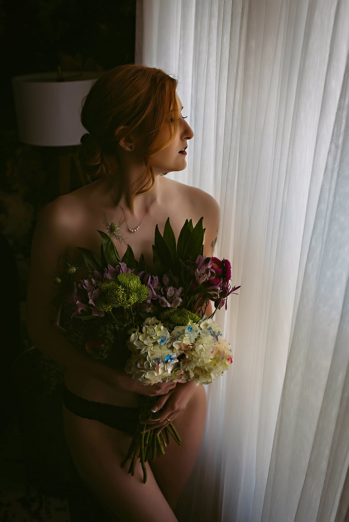 intimate boudoir with flowers