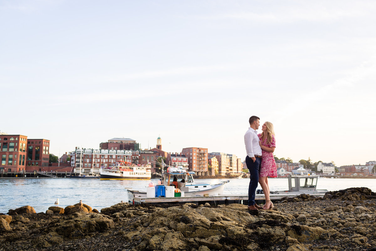 Portsmouth is the backdrop for this couple on Badgers Island Maine