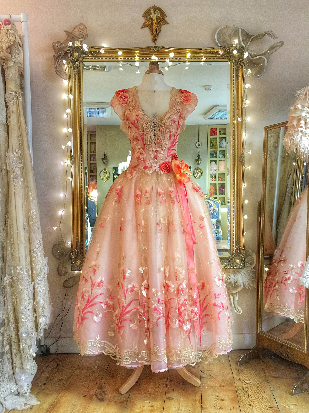 Coraline_coral_blush_embroidered_ballerina_wedding_evening_dress_JoanneFlemingDesign
