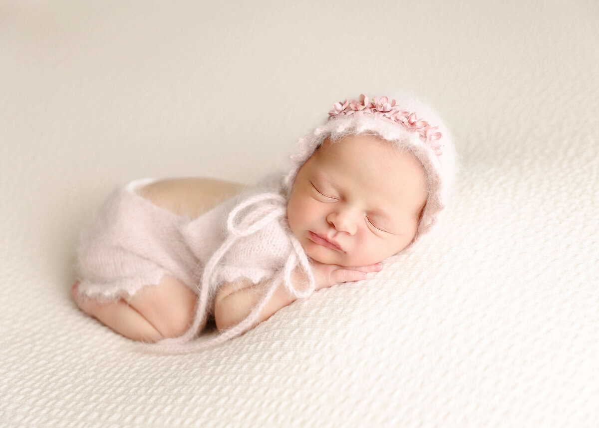 Sleeping baby at in studio newborn session in south orange county ca