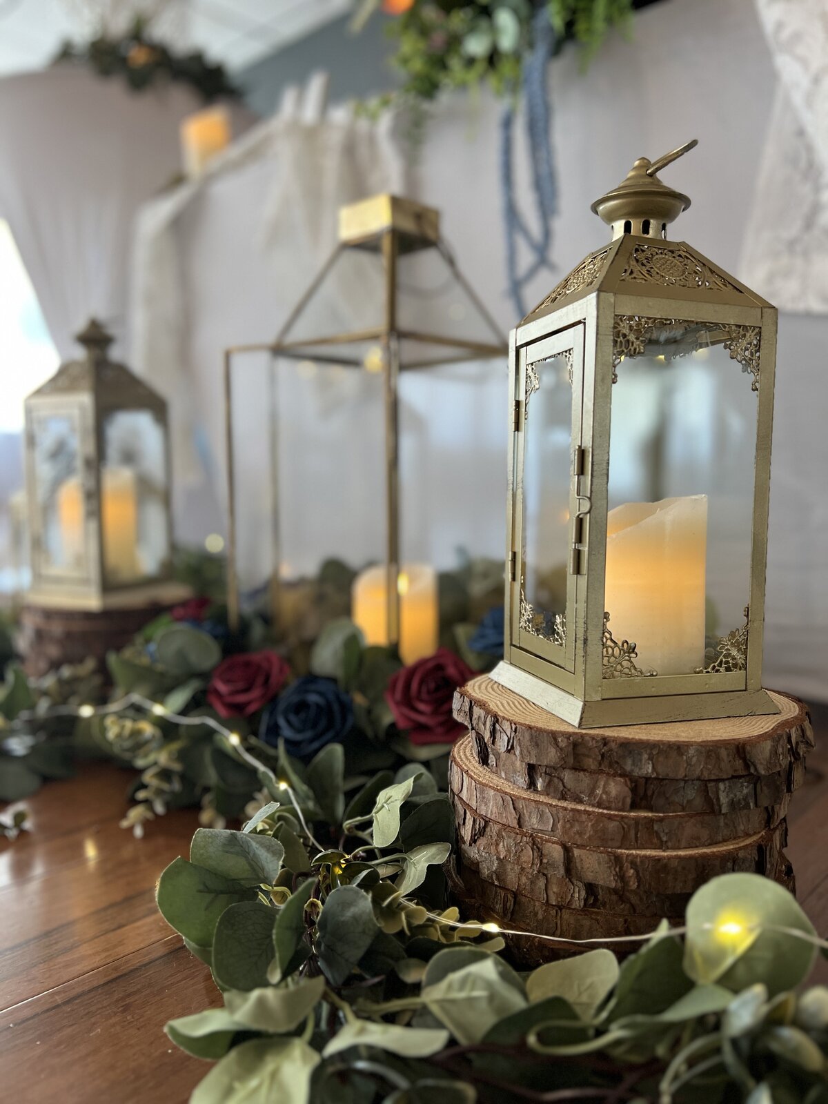 Whimsical Fairy Lights and Lanterns Adorning Wedding Sweetheart Head Table - Creating a Magical Ambience at our Clearwater, Florida Indoor Venue