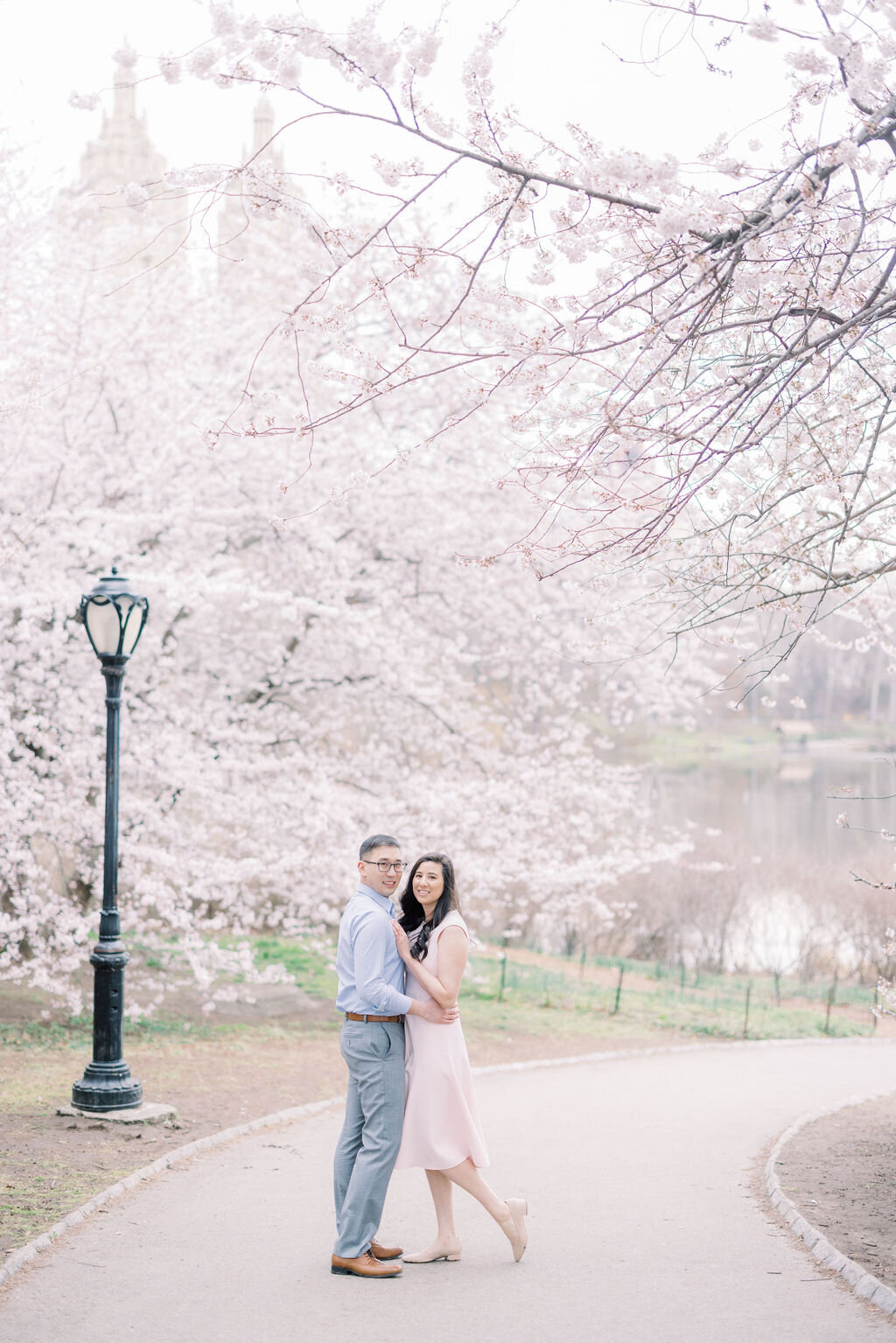 Central Park Cherry Blossom Engagement session 1050
