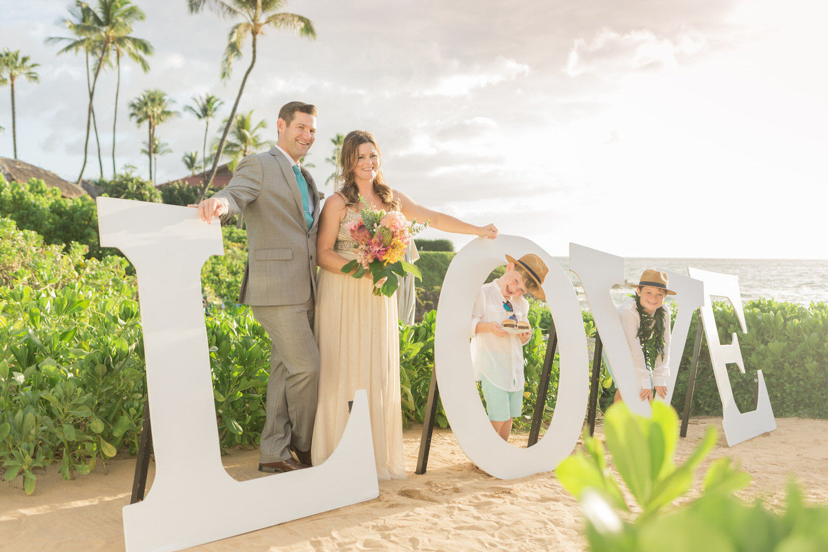 Love sign at maui vow renewal ceremony