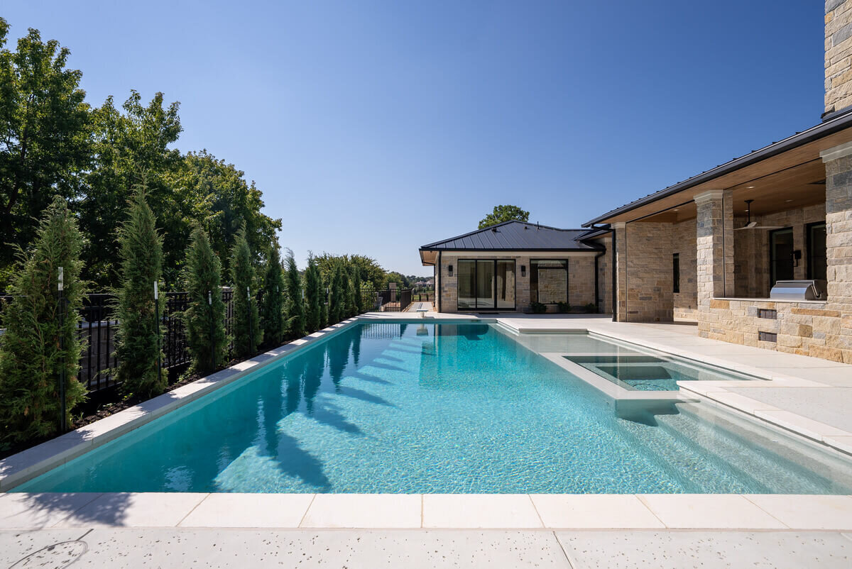Sparkling swimming pool in custom home build