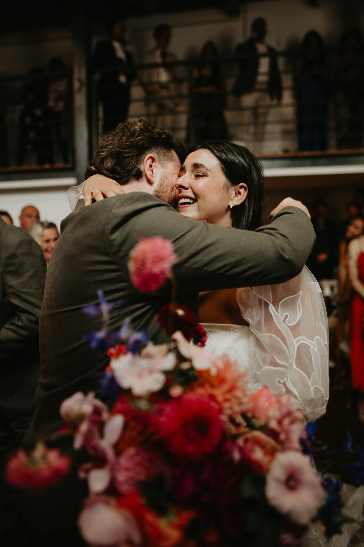 Bride and Groom see each other for the first time during their wedding ceremony at Paintworks in Bristol. 