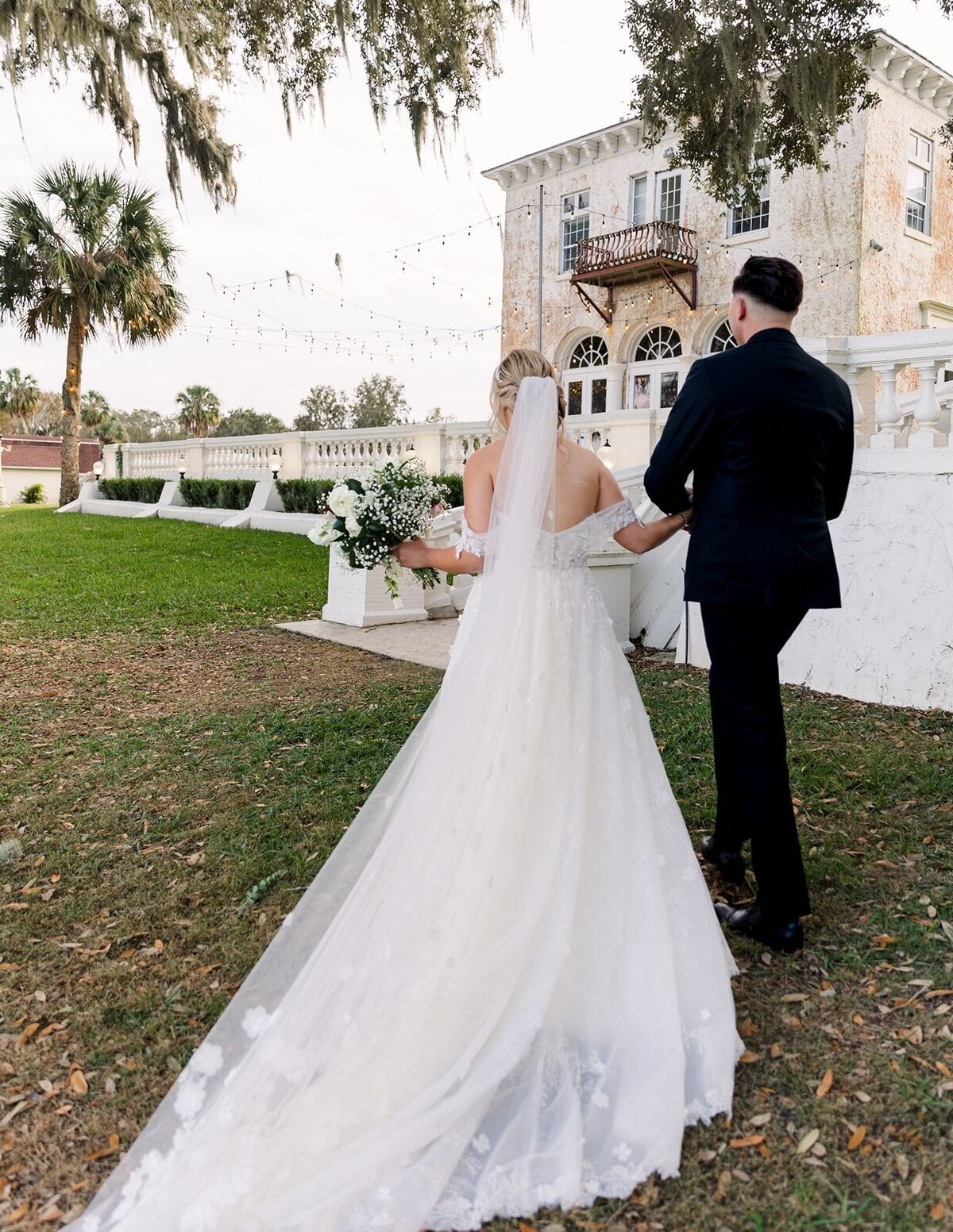 Bride and Groom exiting ceremony at Bella Cosa, Lake Wales, Florida