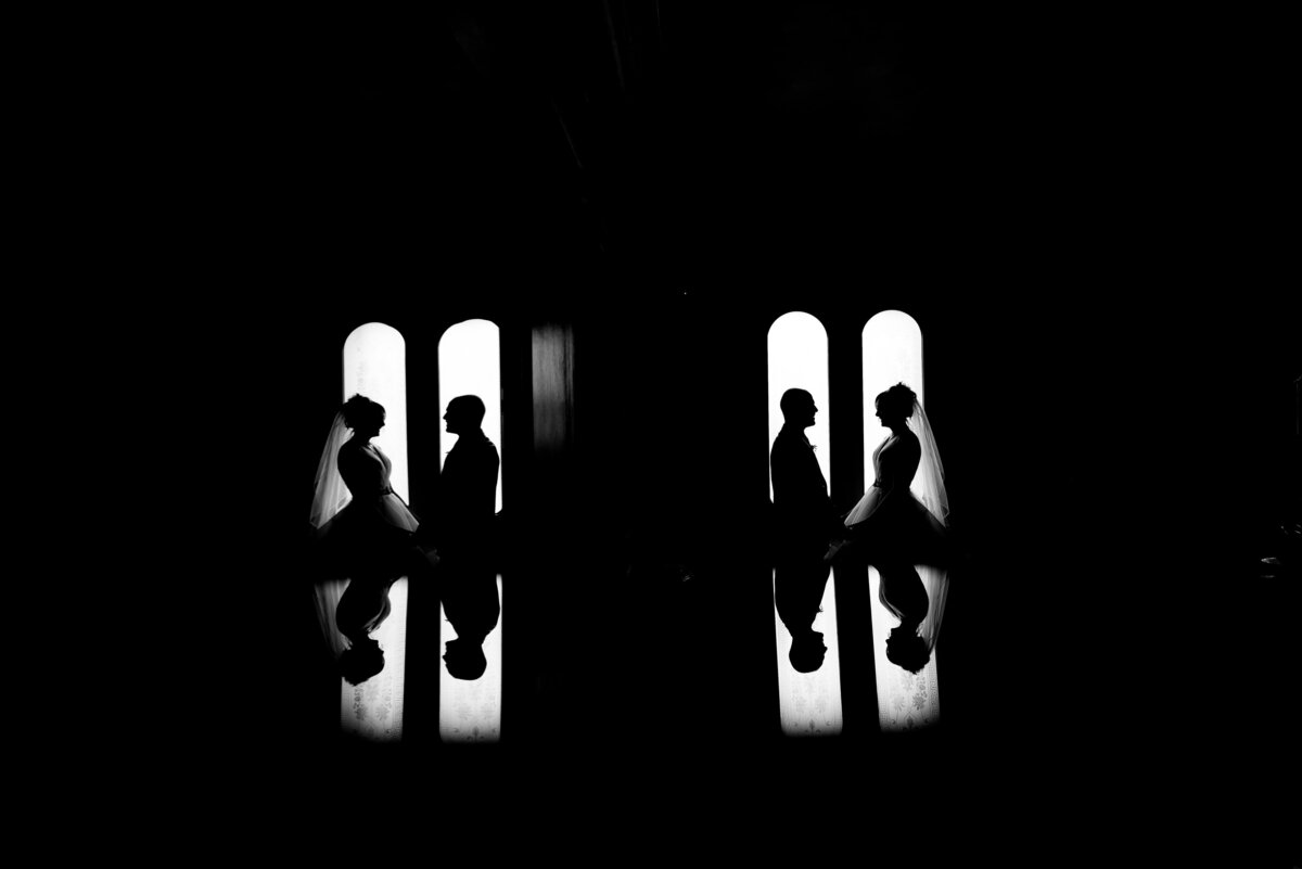 reflection silhouette bride groom moonstone manor