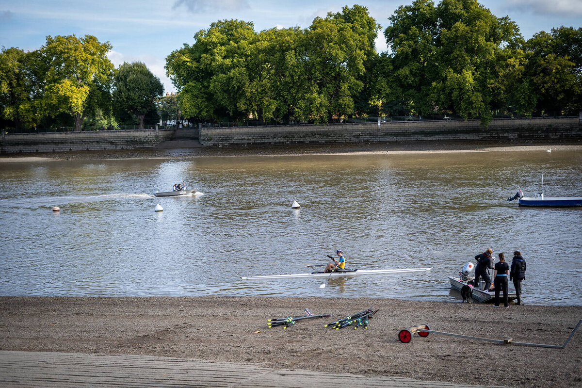 View of rowers from The Thames Rowing Club Hackney