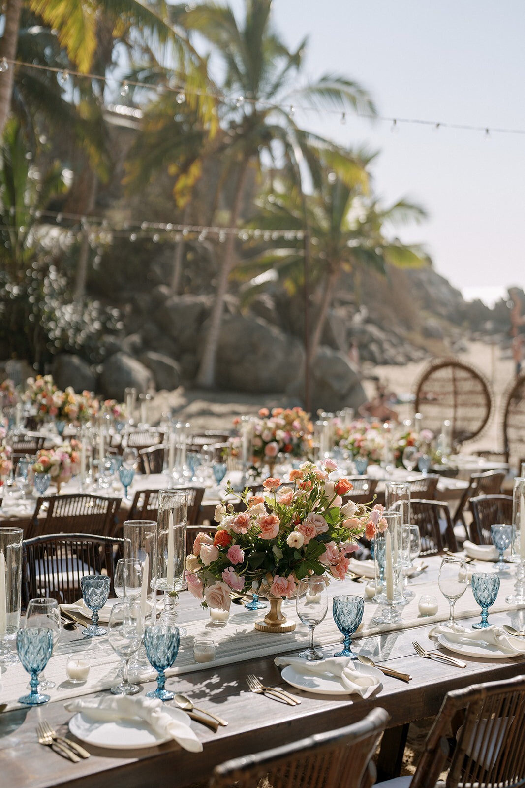 Florals and tables at One and Only Mandarina wedding