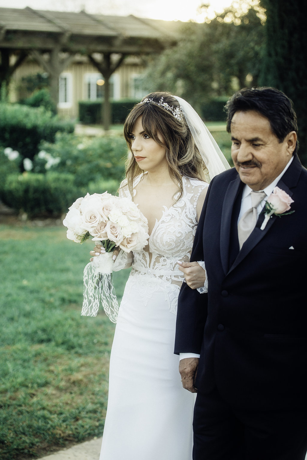 Wedding Photograph Of Father And Bride Walking Down The Aisle Los Angeles