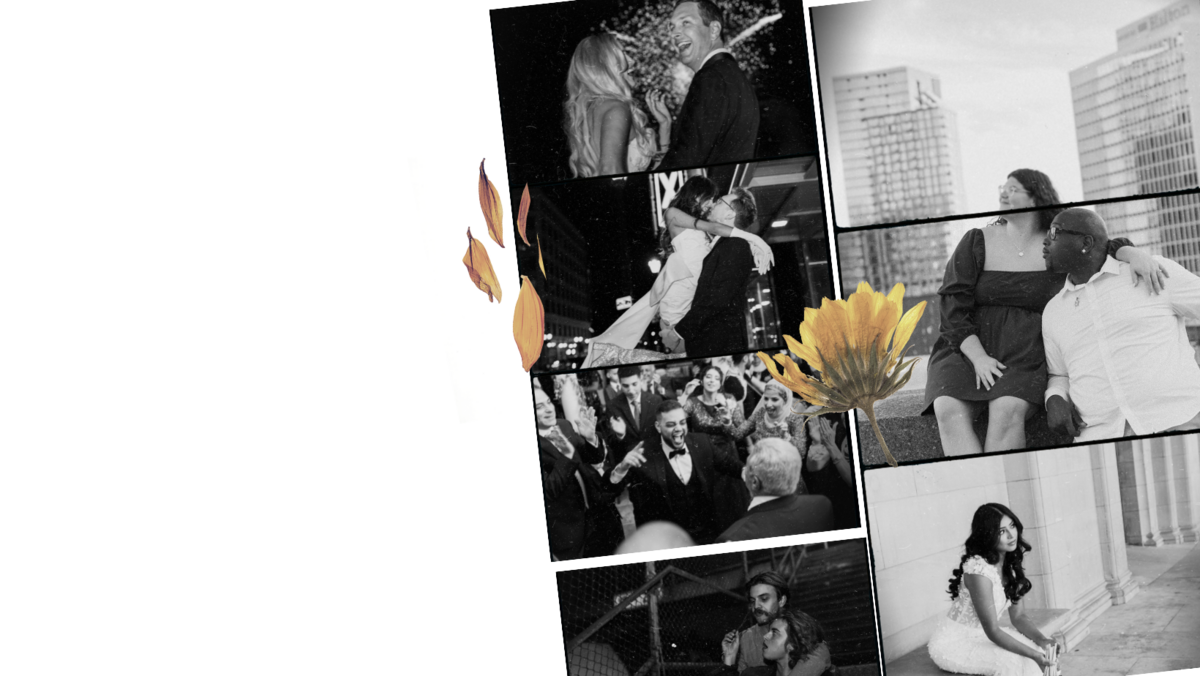 black and white collage of wedding photos