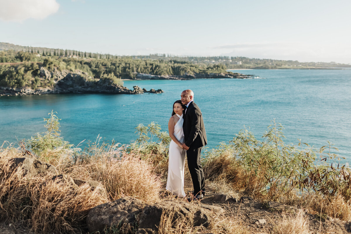 Chic and elegant elopement attire Maui Beach wedding