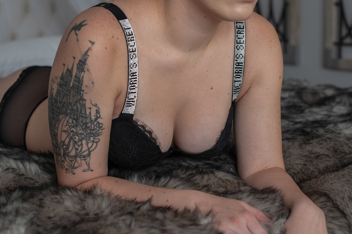 A close up photo a woman's breast for boudoir.
