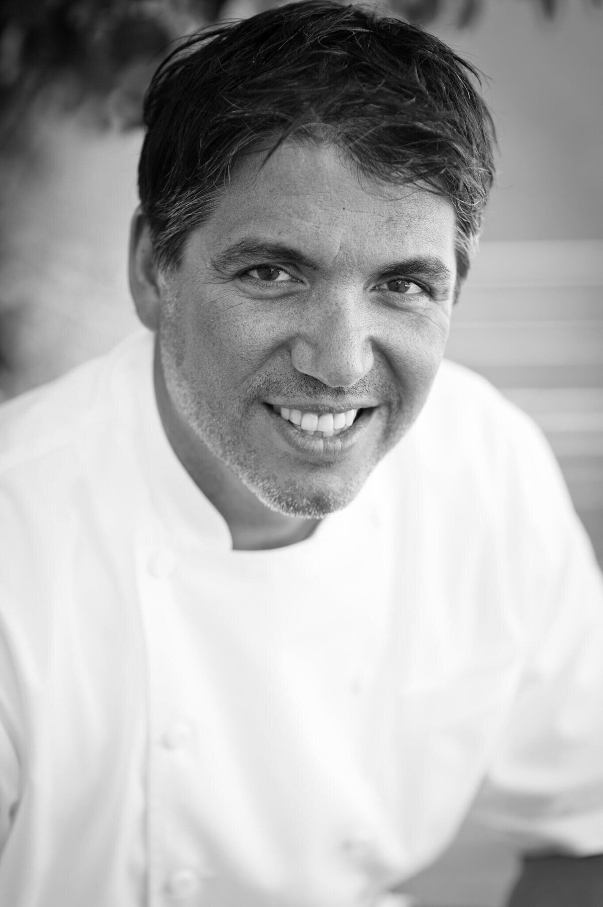 chef headshot in reno in black and white