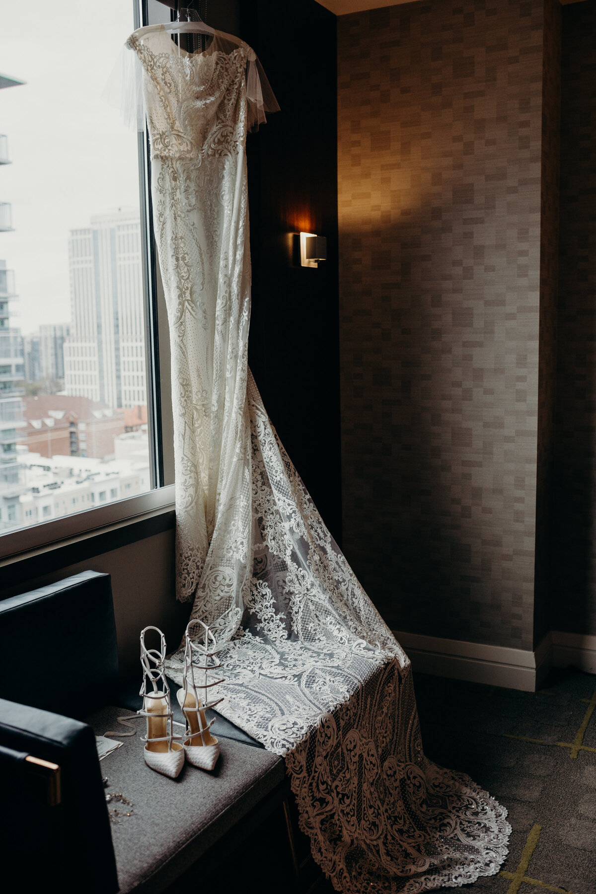 Christine Quarte Photography - Bridal gown hotel indoors with shoes