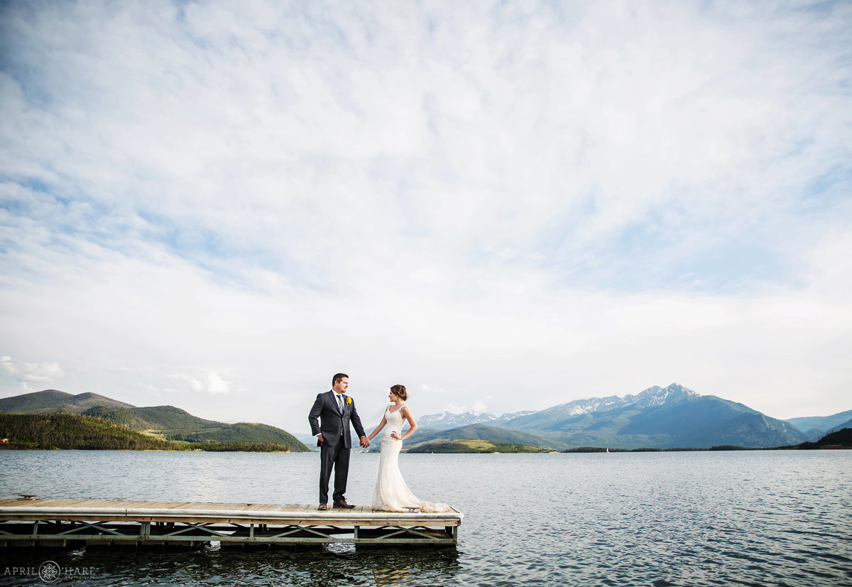 Wedding Photography  on the dock at Lake Dillon in Summit County Colorado