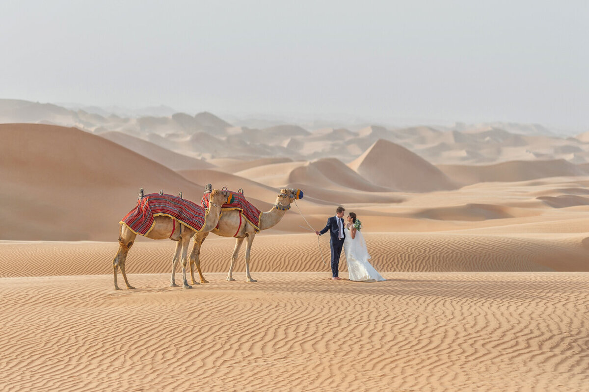 Arabian Nights Wedding photoshoot with camels in Dubai, organized by Lovely & Planned