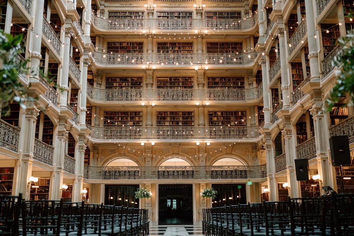 Event-Planning-DC-Baltimore-Wedding-Venue-George-Peabody-Library-Ceremony-Setup-Anna-Lowe-Photography