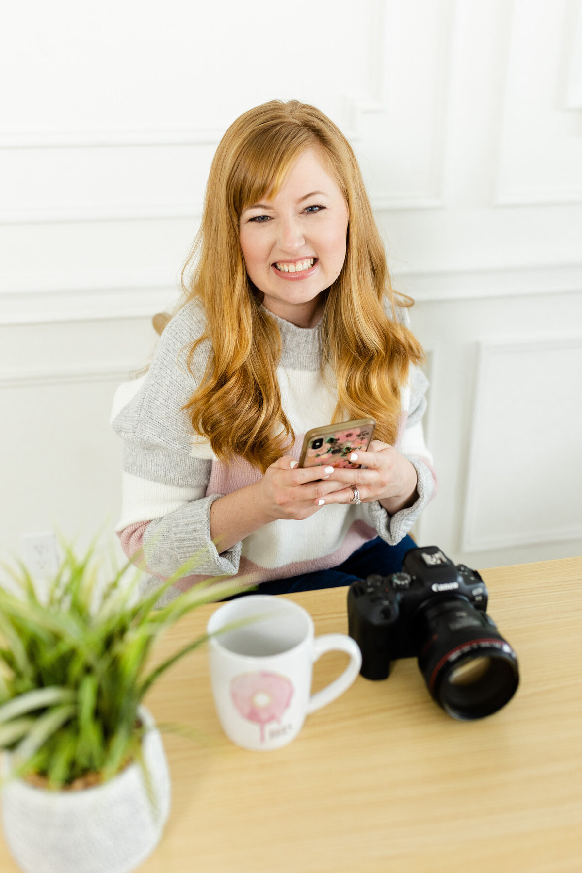 smiling for branding photographer
