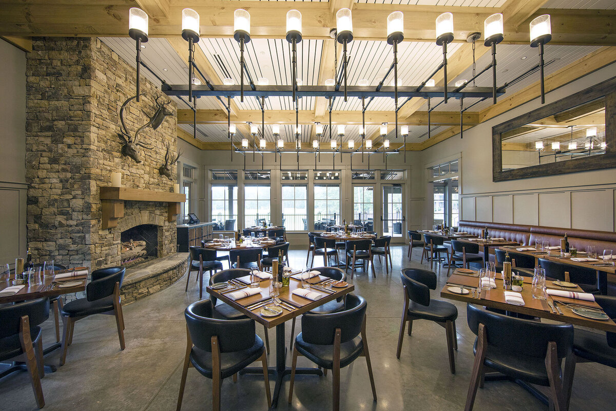 Interior view of the dining room of the Tavern at National Village at Reynolds Lake Oconee