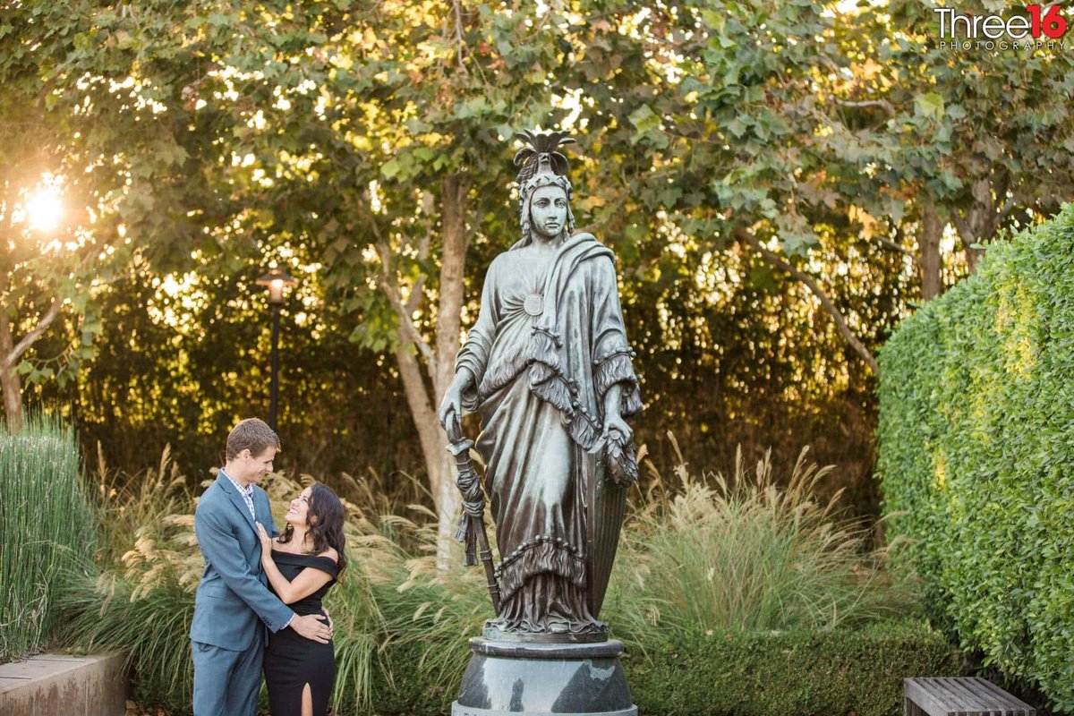 Sculpture Garden Engagement Photos Cerritos Los Angeles County Wedding Professional Photography Unique Park
