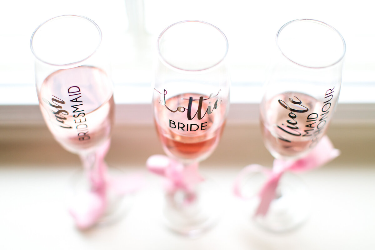 Pink custom glasses for bridal party