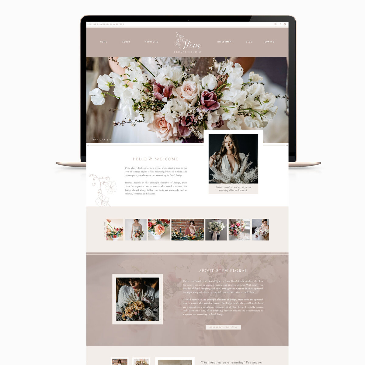 Delve into the world of custom web design with a floral-themed website boasting intricate details, inviting visitors to explore the beauty of every petal and leaf.