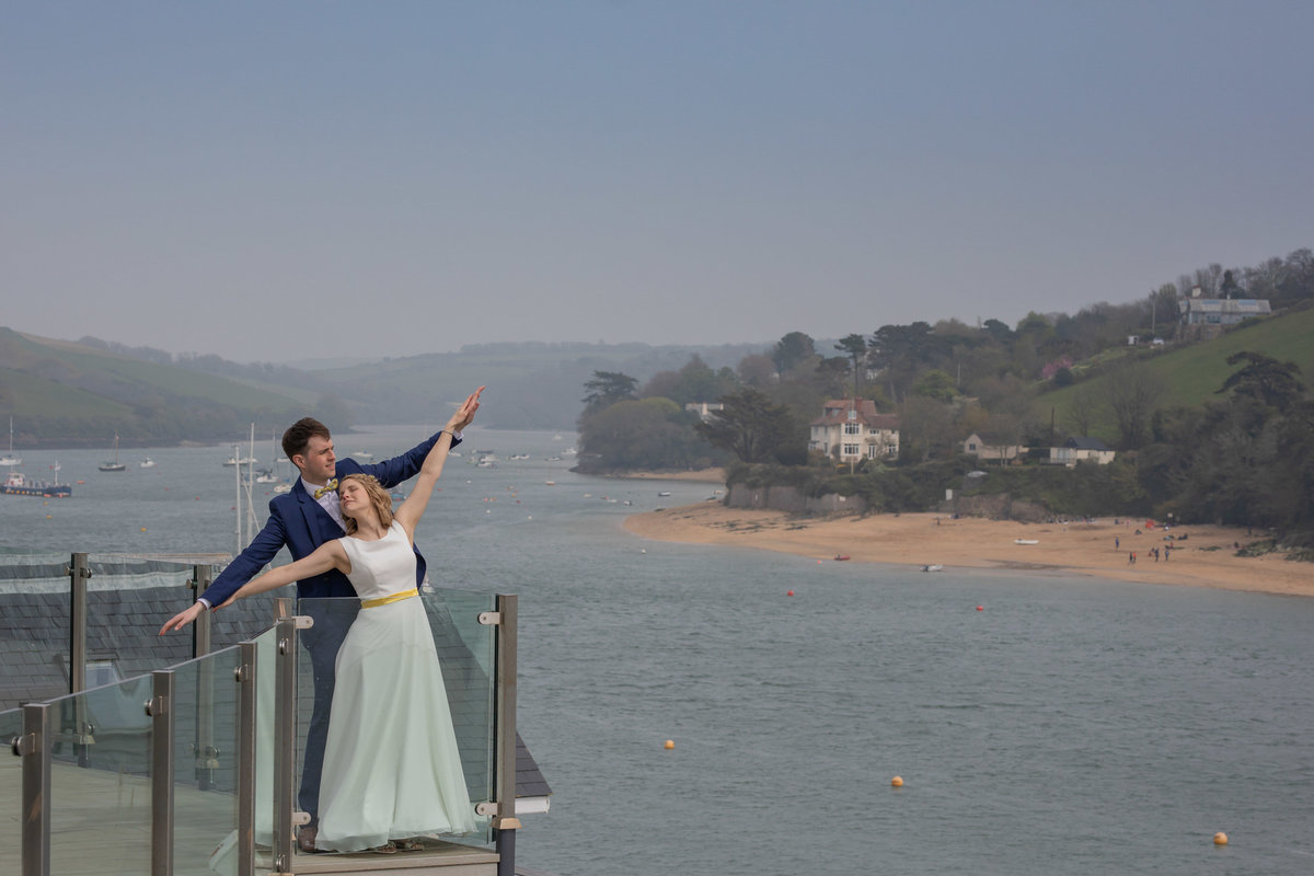 Bride and Groom at Salcombe Harbour Hotel in Devon_