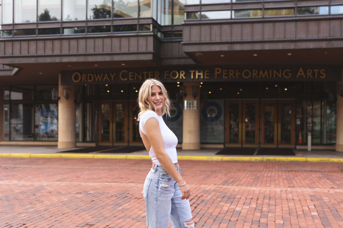 girl in front of the ordway theater