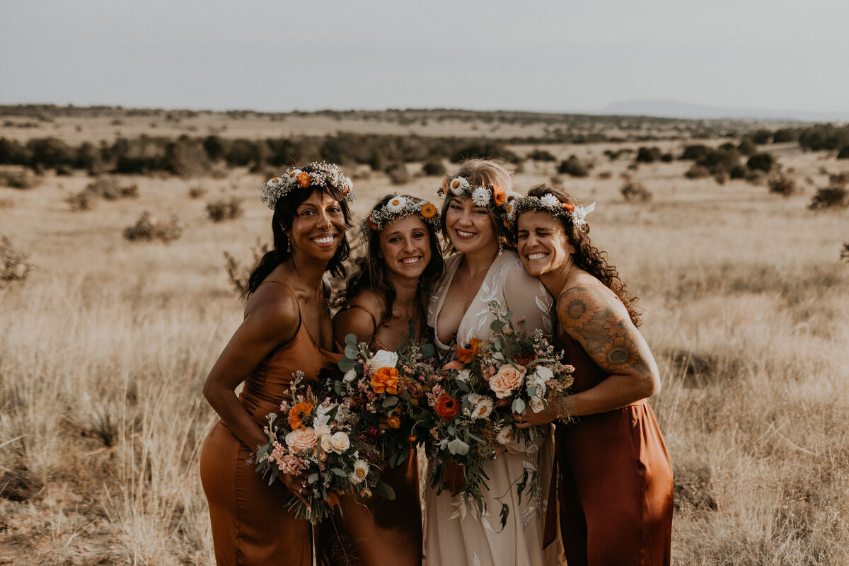bride and her three maids of honor