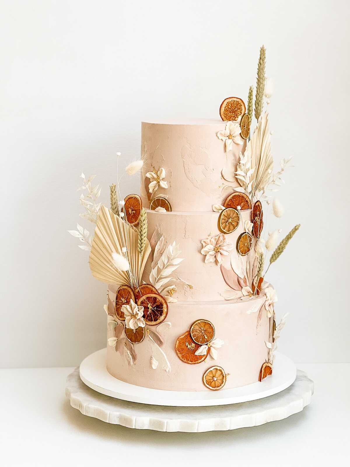 boho buttercream flower wedding cake