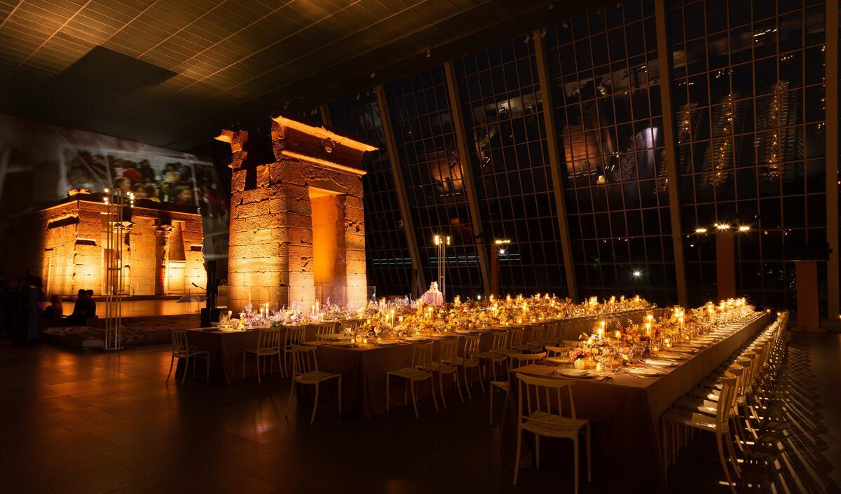 Ambient light fills the metropolitan museum of art wedding