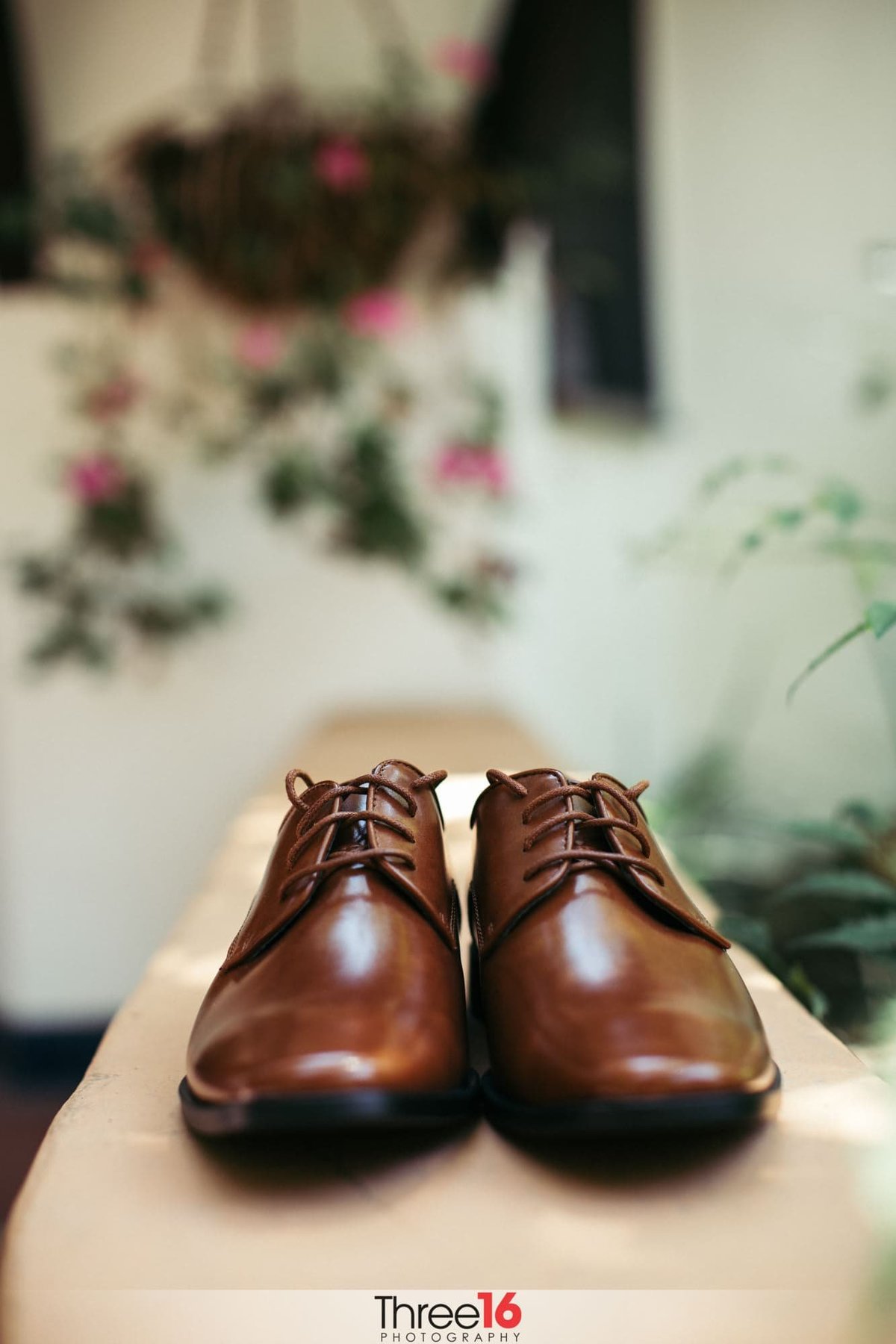 Groom's wedding day brown shoes