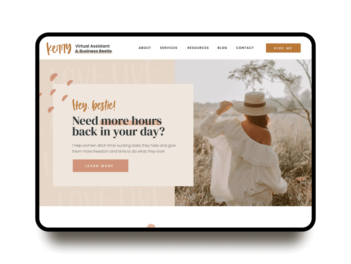 kimberly showit website template for coaches, course creators, and service providers