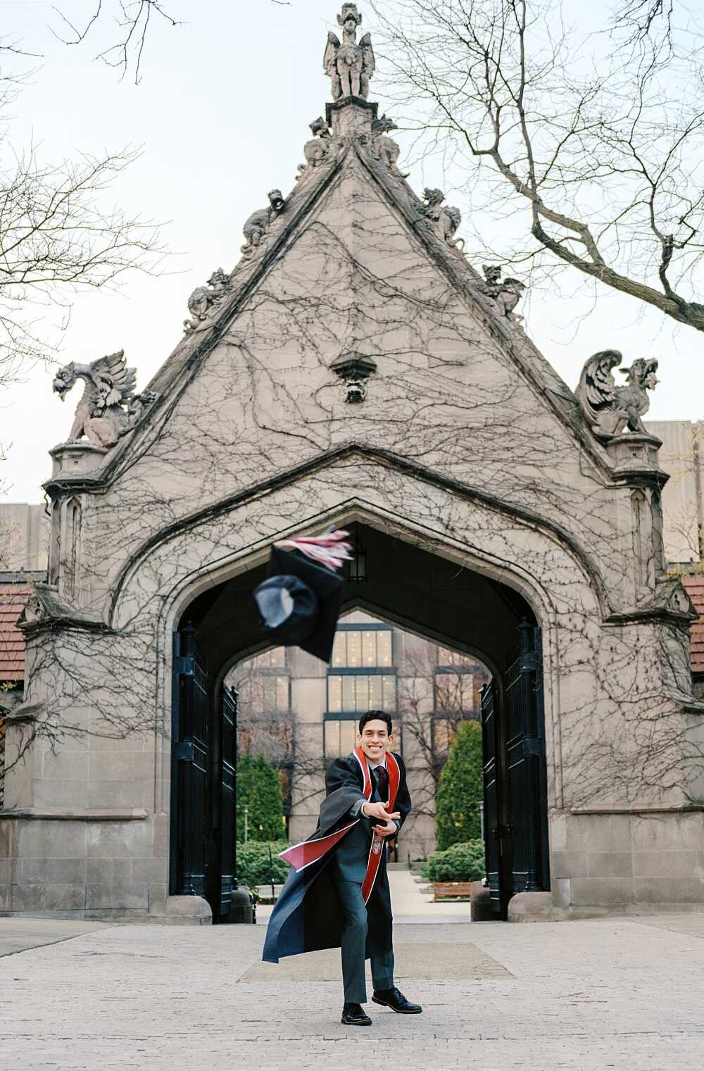 Senior guy picture ideas: throwing a cap during graduation pics