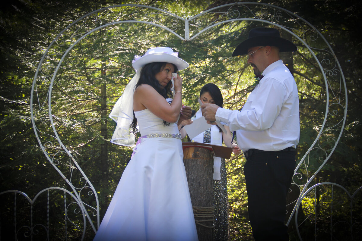 Wedding ceremony at Heartland at Ranch Idaho