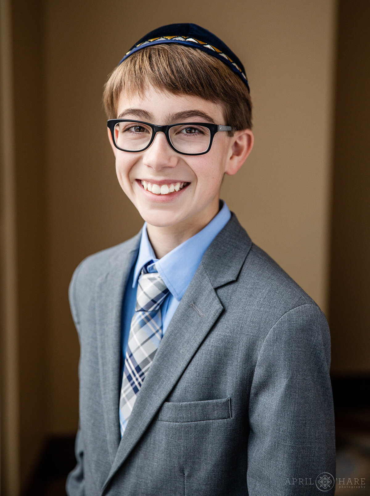 Classic Portrait of a Young Man on the Day of his Bar Mitzvah in Colorado